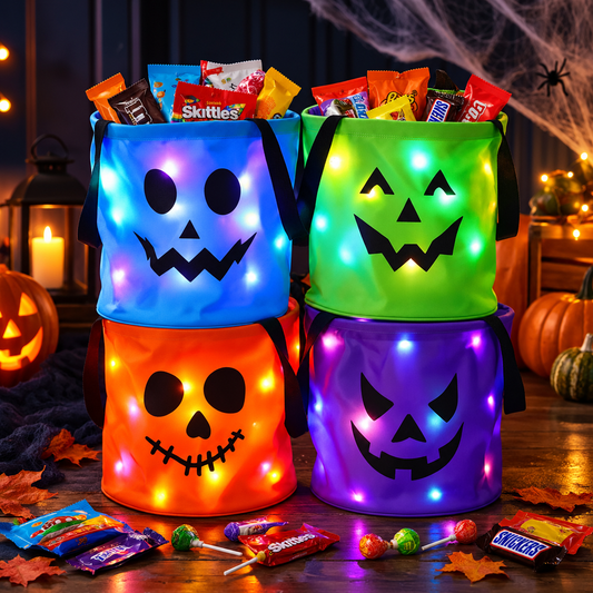 LED Light-Up Pumpkin Face Candy Bag